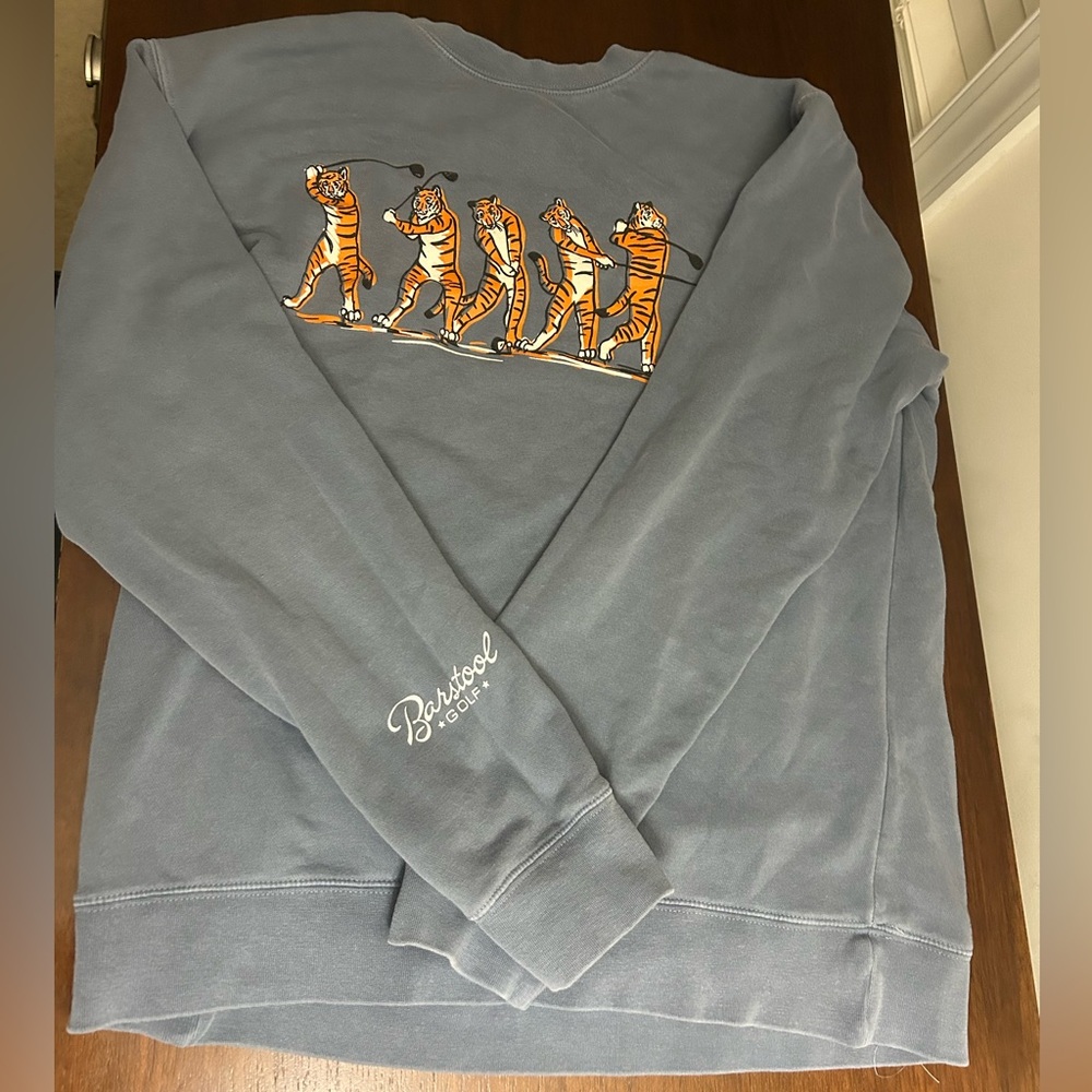 Gray Crew Neck Sweater with Unique Front Design